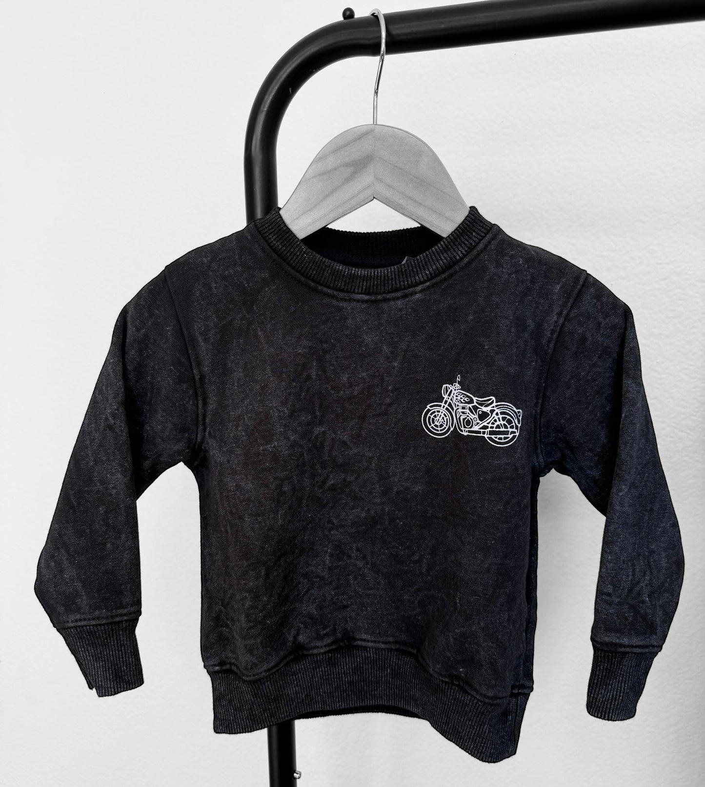Moto Sweatshirt Acid Wash Black