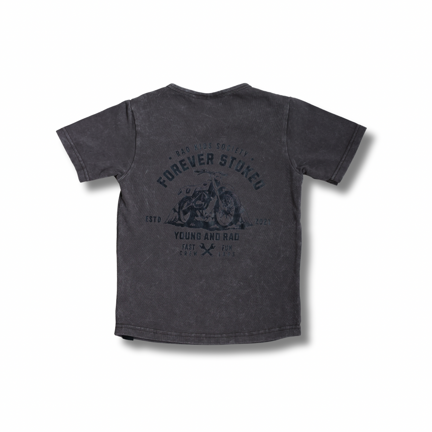 STOKED MOTO TEE // GREY