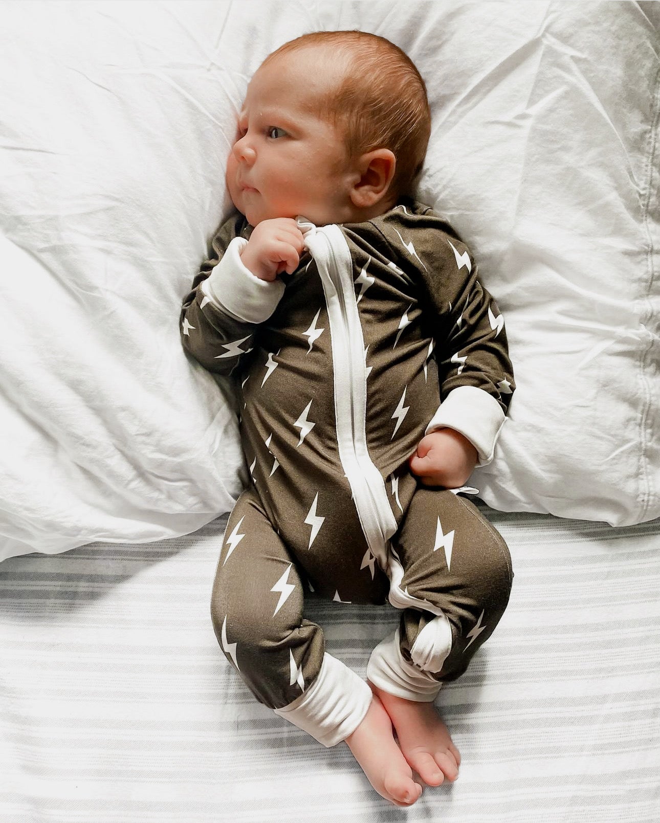 Olive Bolt Zipper Jammies