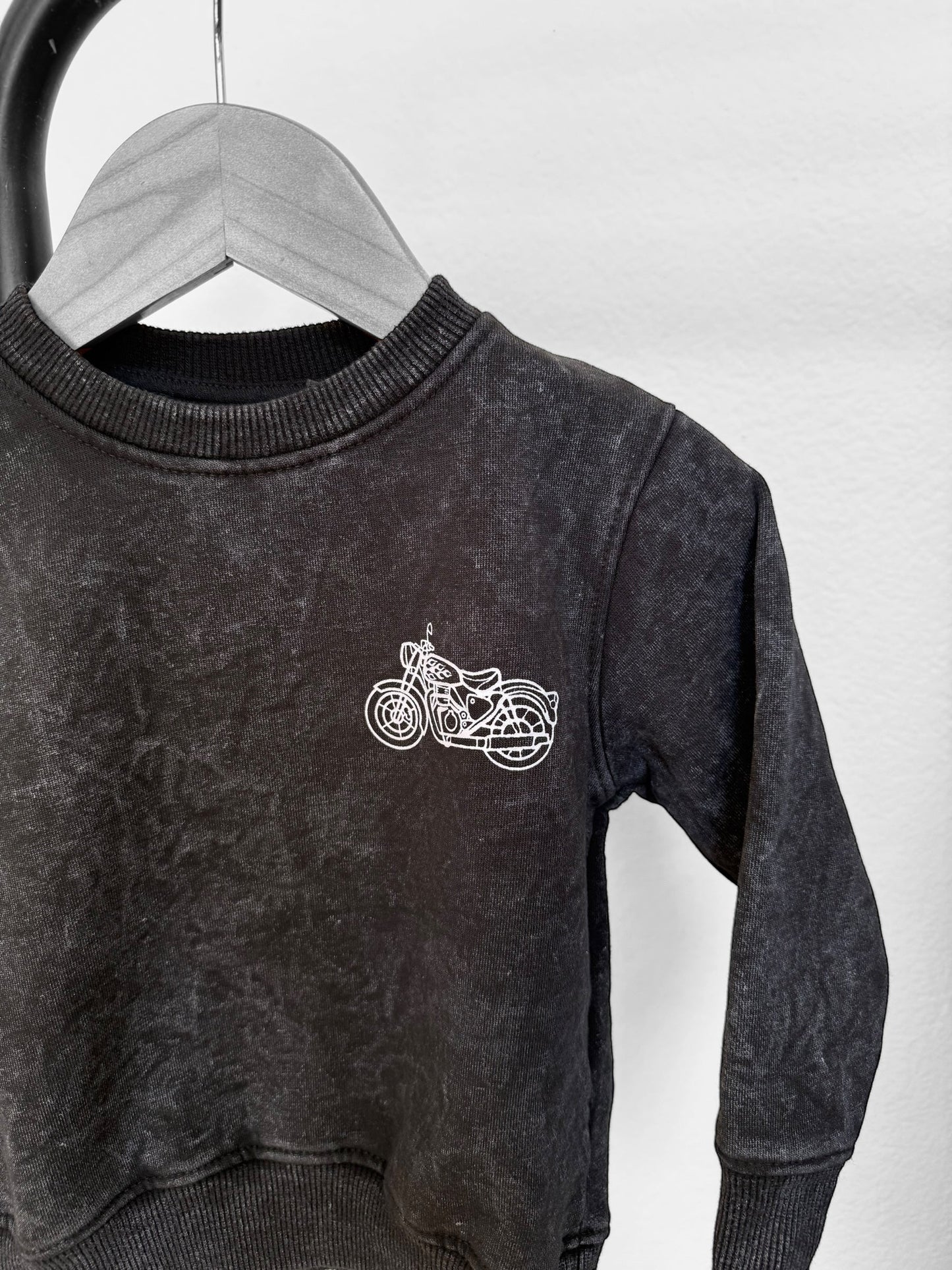 Moto Sweatshirt Acid Wash Black