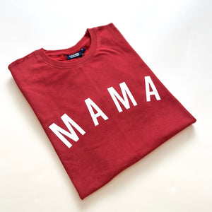 Mama Curved Adult Acid Wash Tee - Red