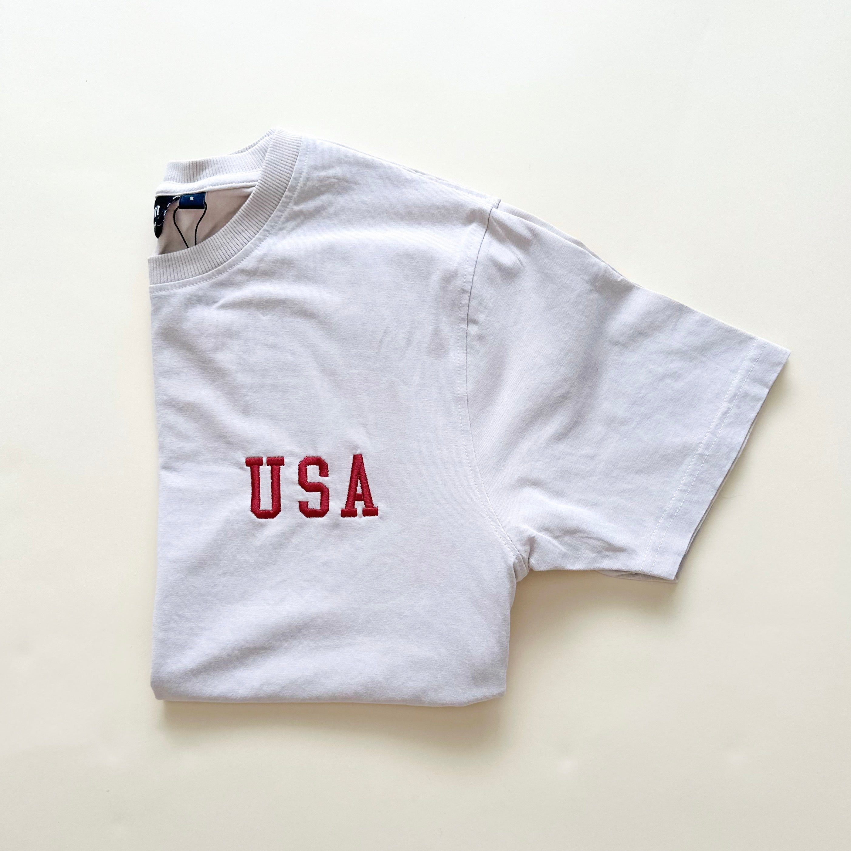 USA Block Embroidered Adult Acid Wash Tee - Neutral