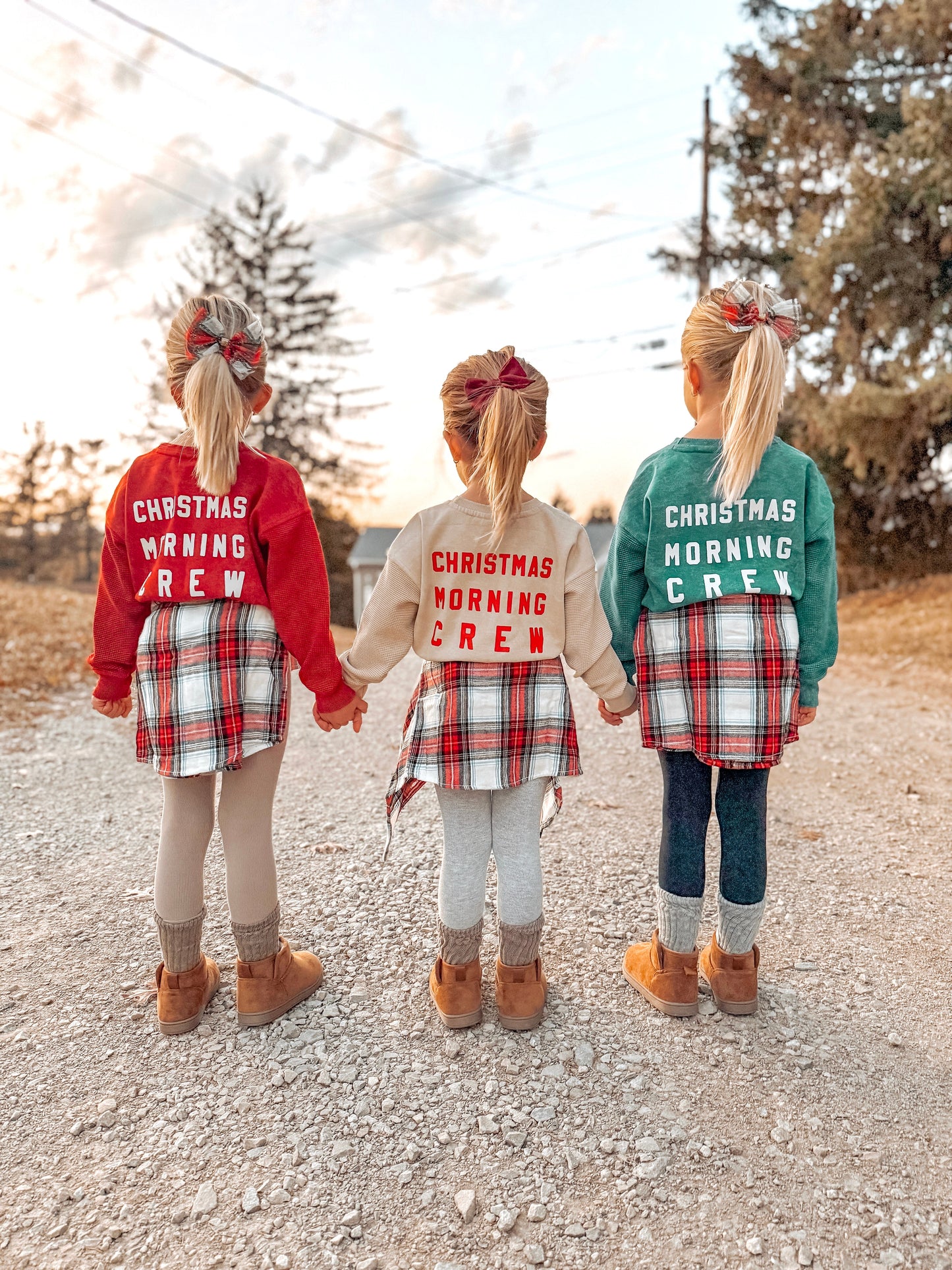 Christmas Morning Crew Child Waffle Sleeve Crewneck - Oat