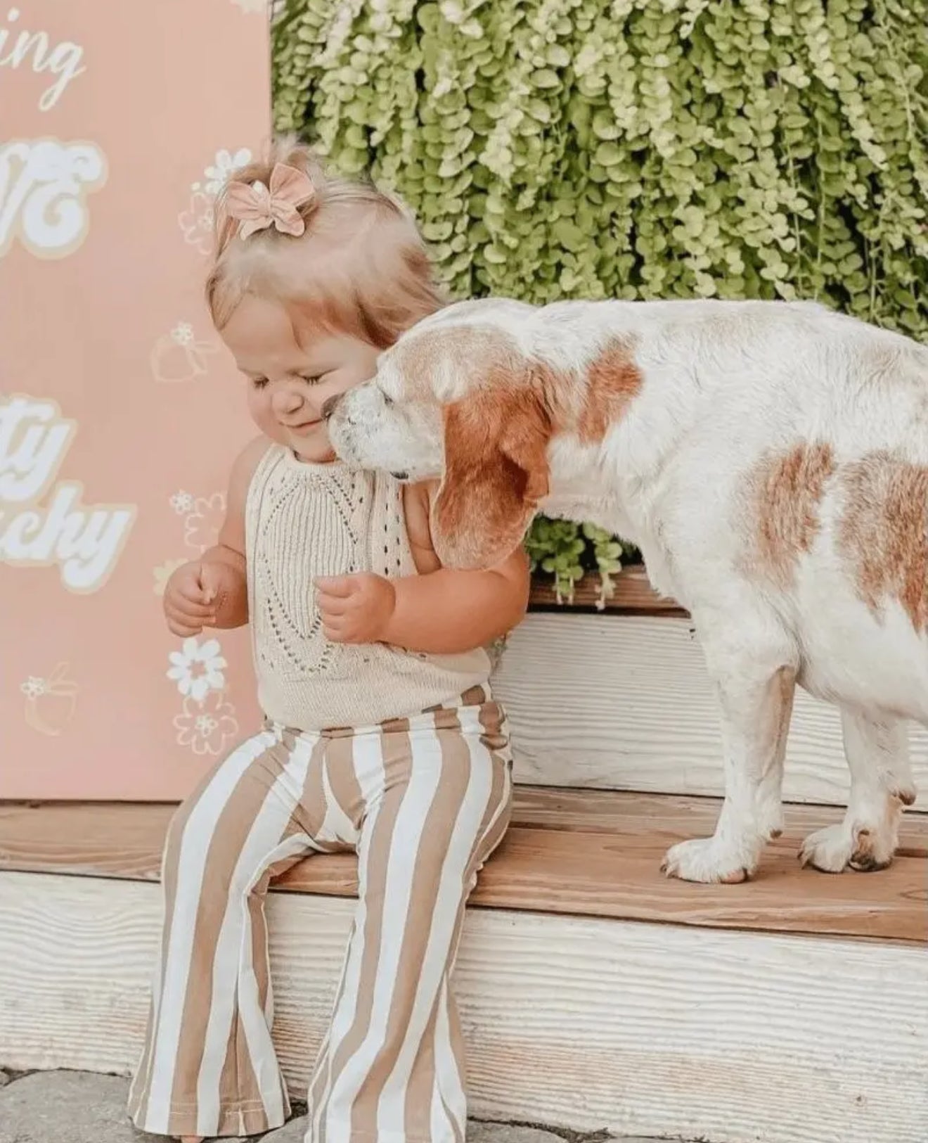 Tan Striped Boho Bell Bottoms