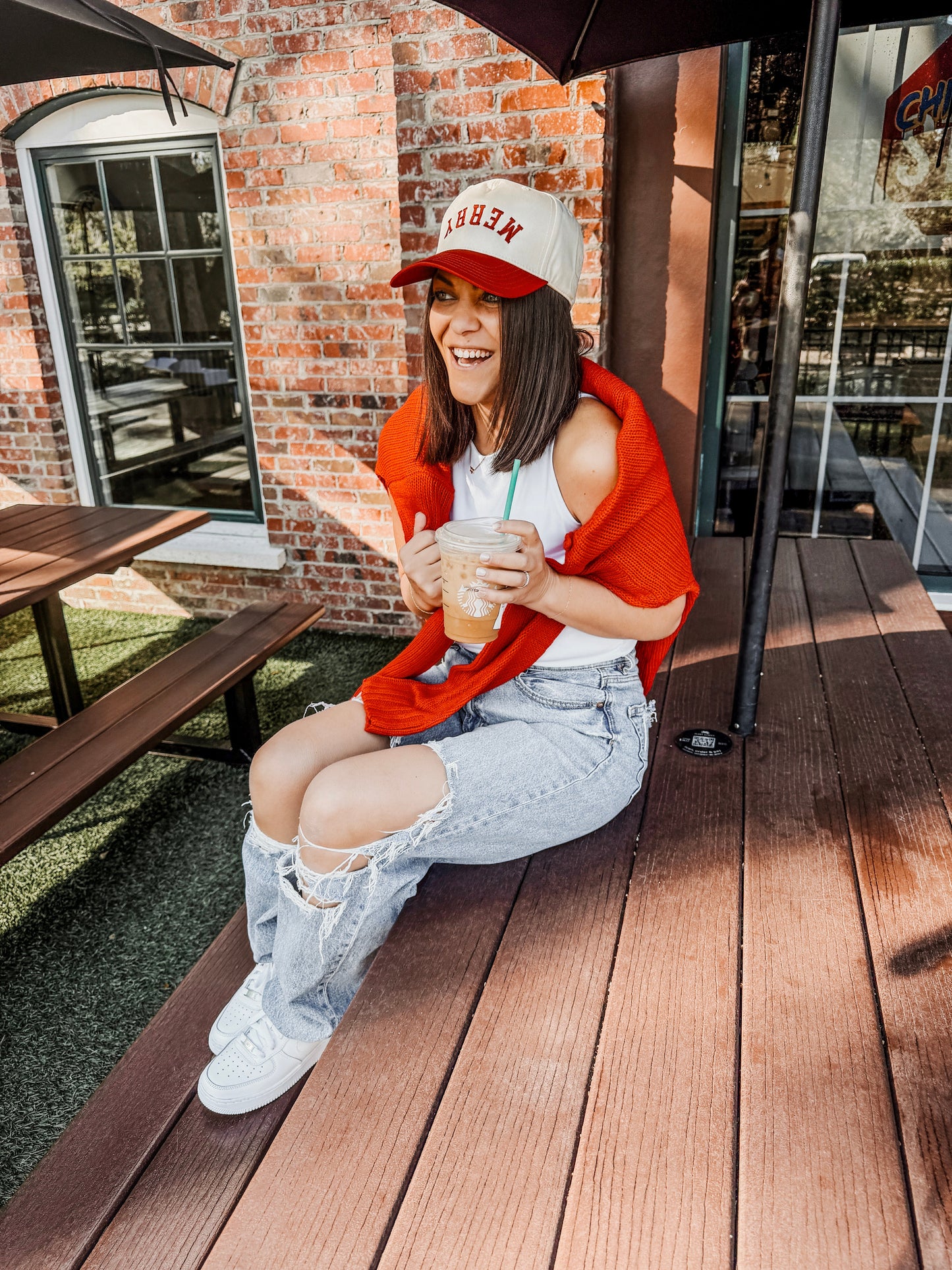Merry Upside Down Embroidered Cap
