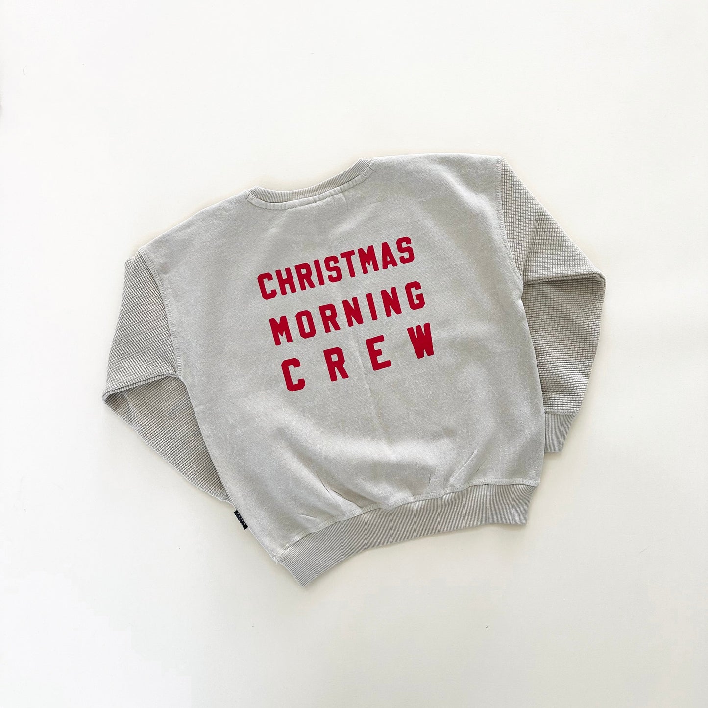 Christmas Morning Crew Child Waffle Sleeve Crewneck - Oat