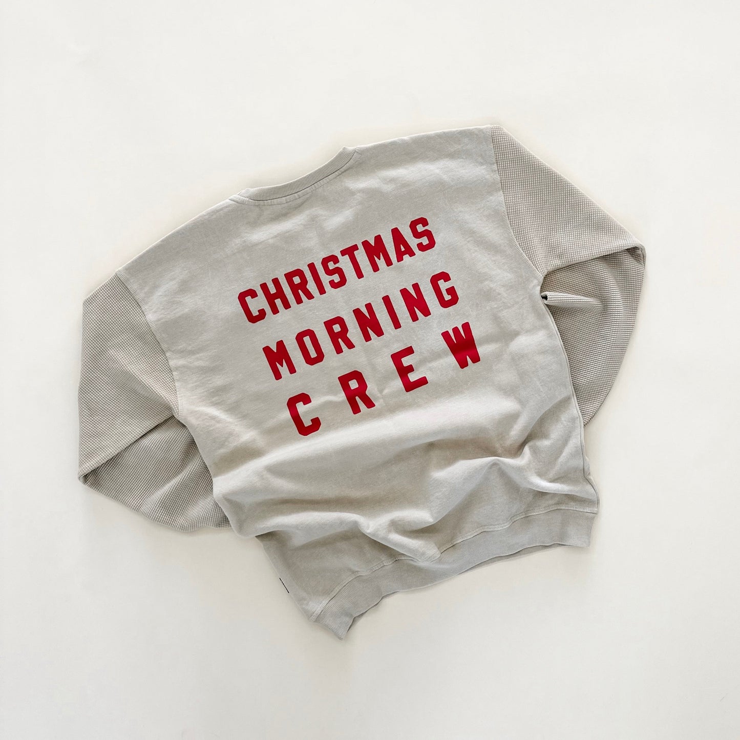 Christmas Morning Crew Waffle Sleeve Crewneck - Oat
