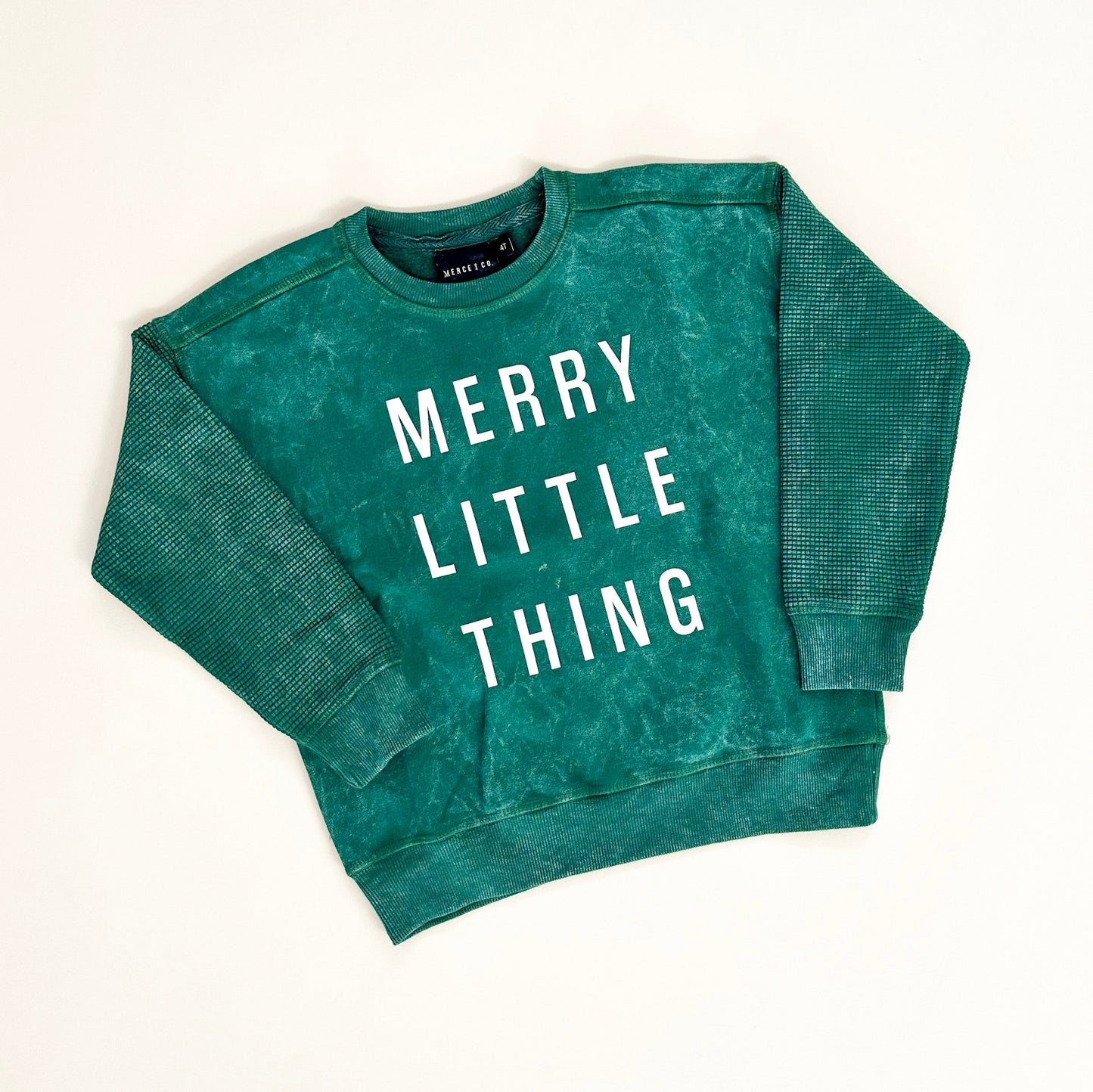 Merry Little Thing Child Waffle Sleeve Crewneck