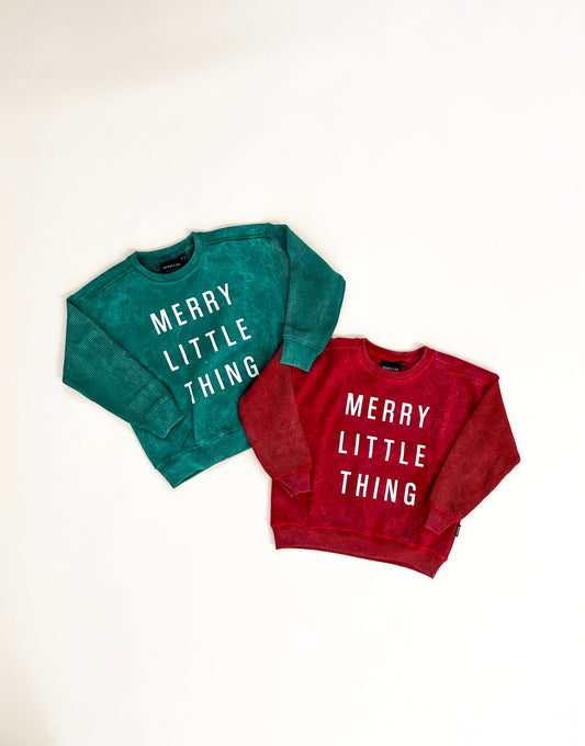 Merry Little Thing Child Waffle Sleeve Crewneck