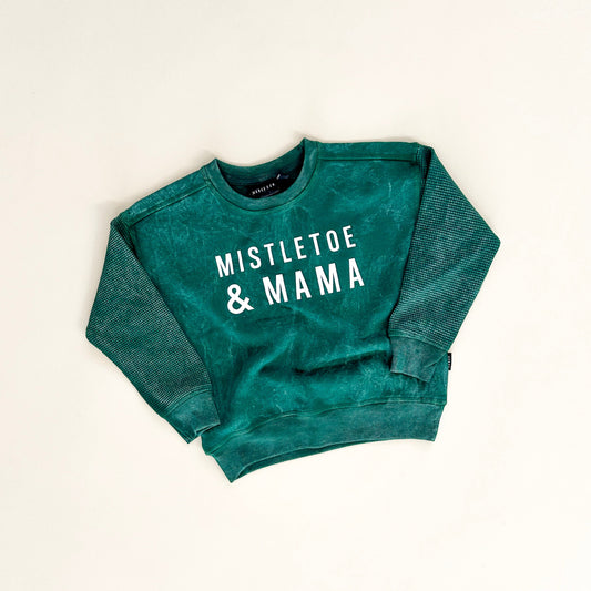 Mistletoe & Mama Waffle Sleeve Crewneck