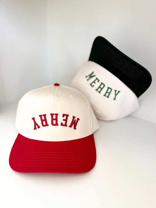 Merry Upside Down Embroidered Cap