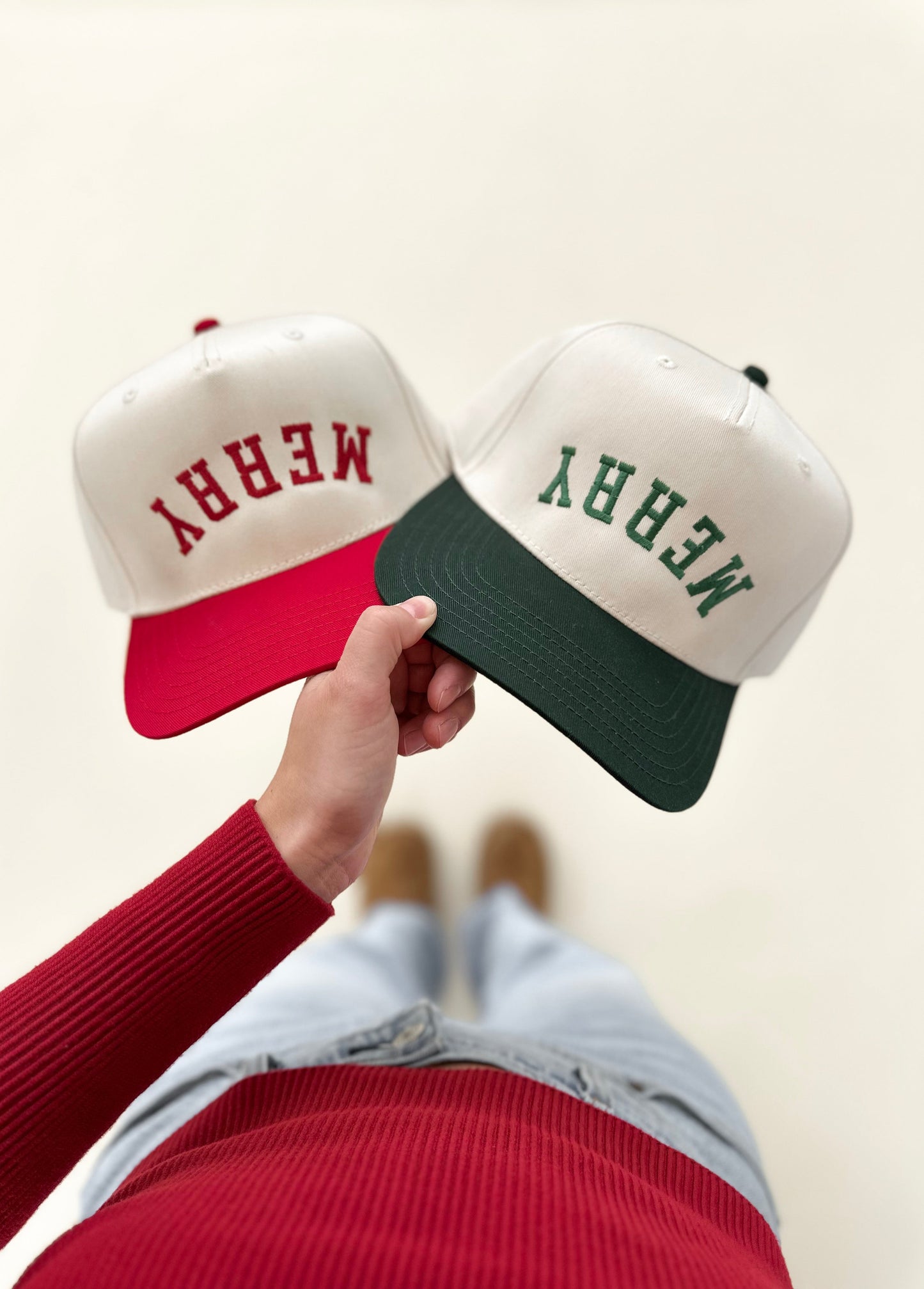 Merry Upside Down Embroidered Cap