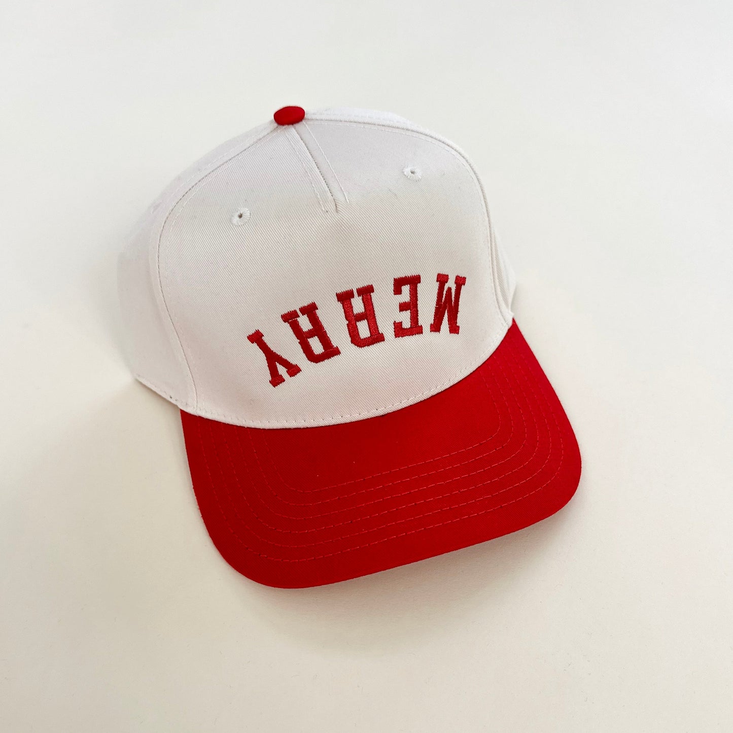 Merry Upside Down Embroidered Cap