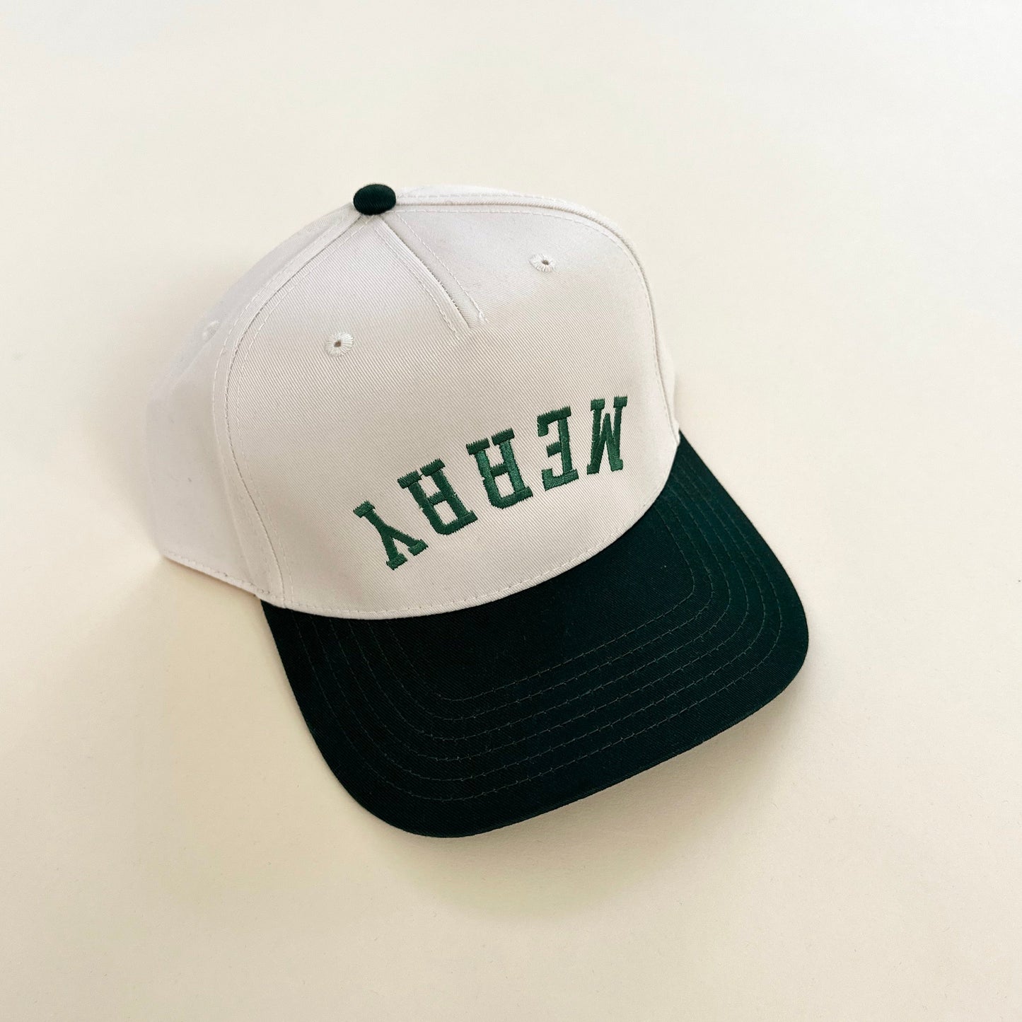 Merry Upside Down Embroidered Cap