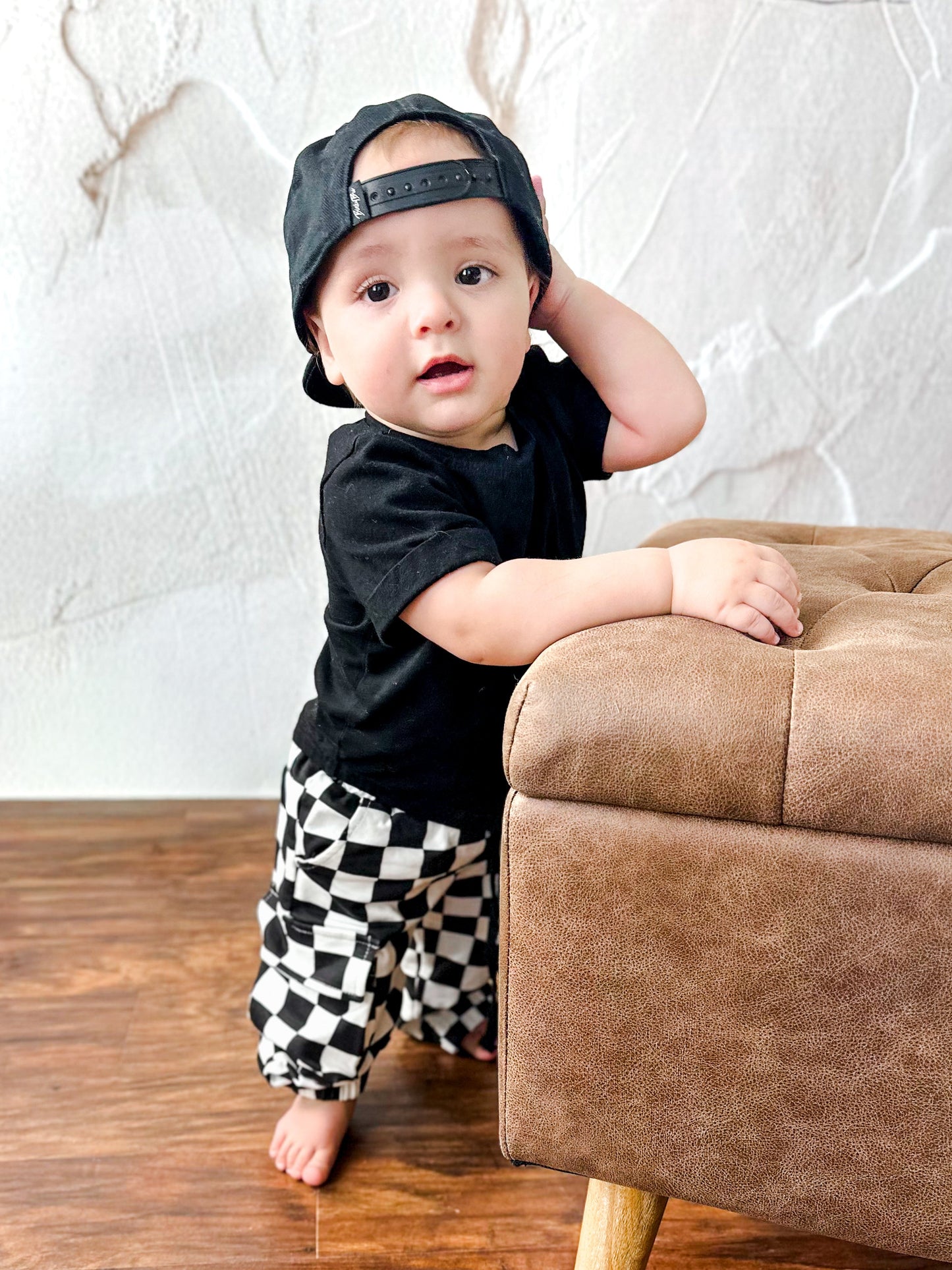 BLACK & WHITE CHECKERED • CARGO SWEATPANTS