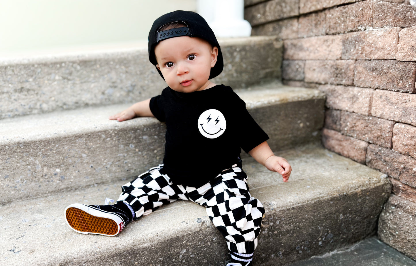 BLACK & WHITE CHECKERED • CARGO SWEATPANTS