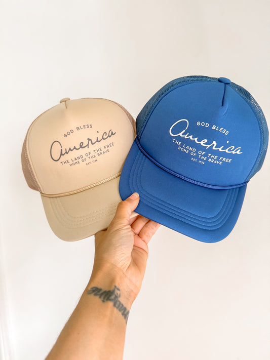 God Bless America - Land of the Free Trucker Hat
