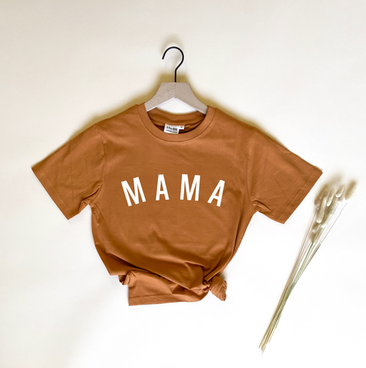 Mama Curved Original Adult Ribbed Neck Tee - White Design