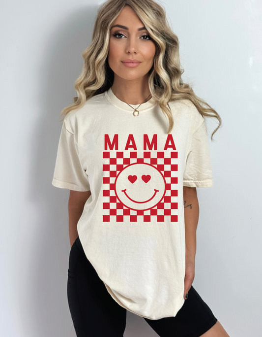 Mama Heart Eye Checkered Tee - See Matching Kids!