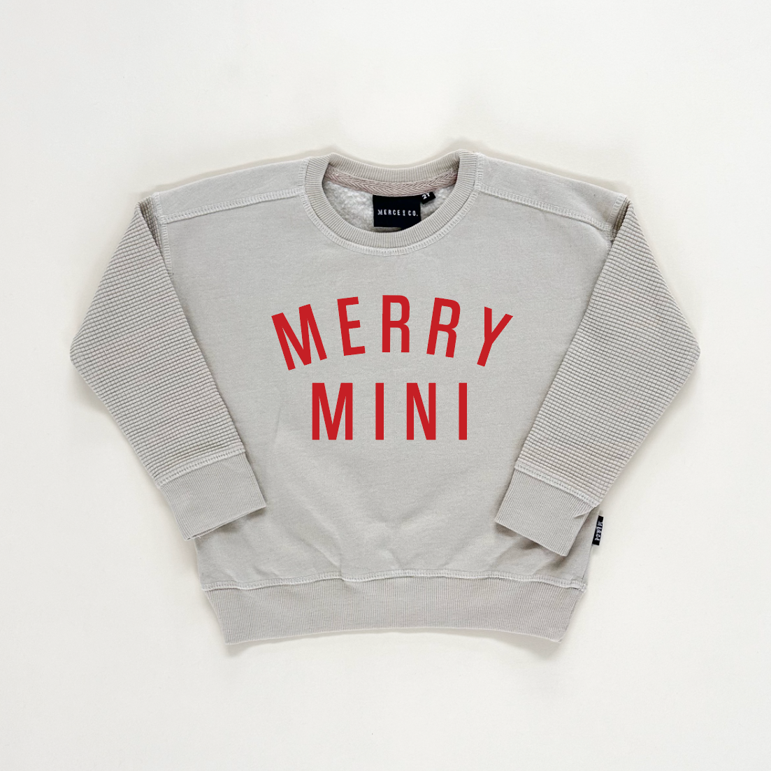 Merry Mini Child Waffle Sleeve Crewneck