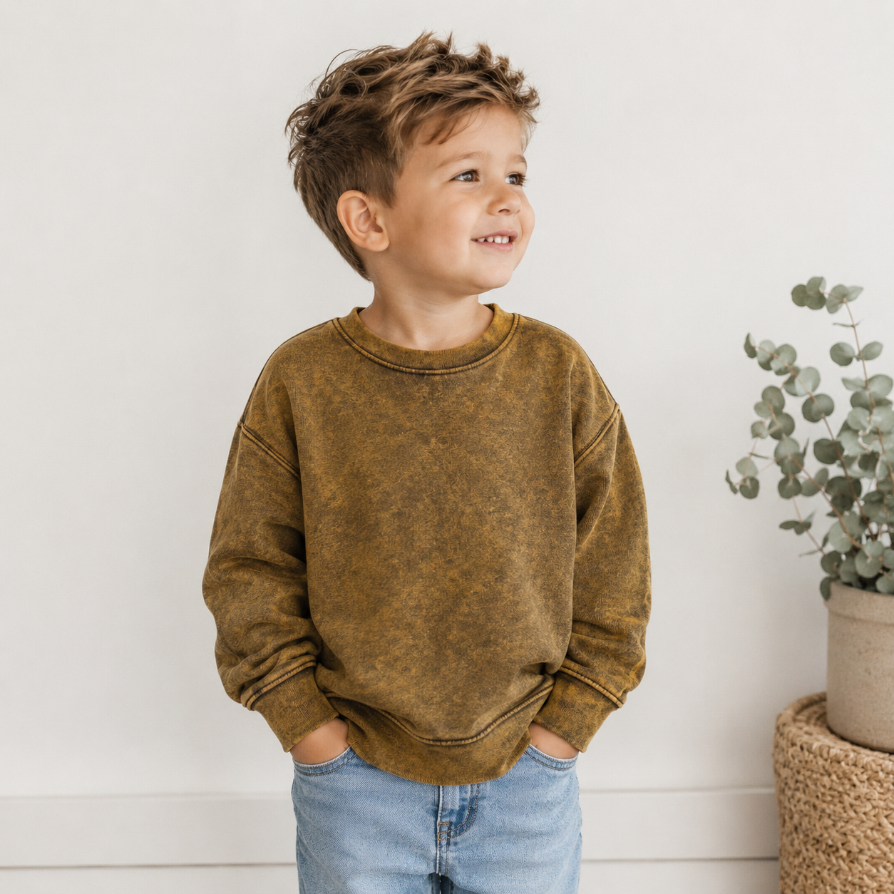 Acid Wash Crewneck | Chocolate
