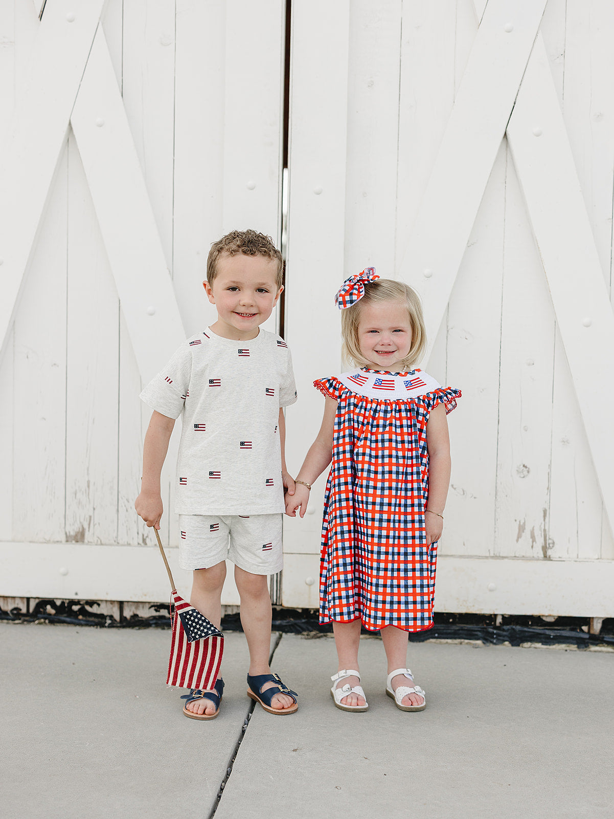 Flag Smocked Plaid Dress
