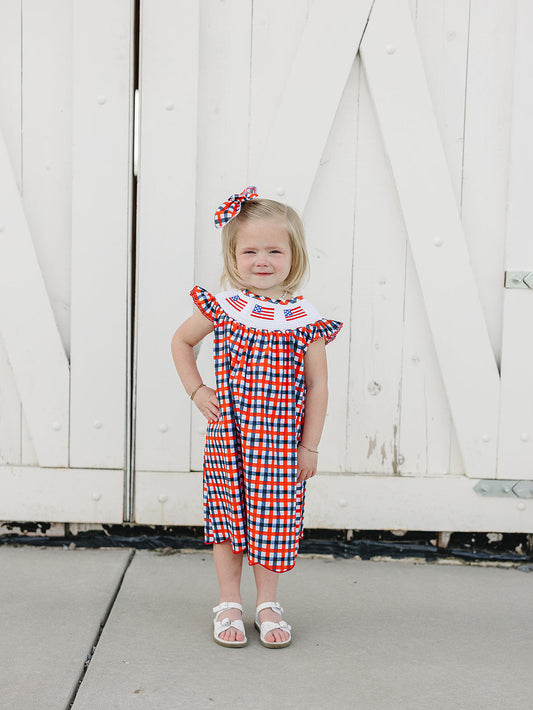 Flag Smocked Plaid Dress