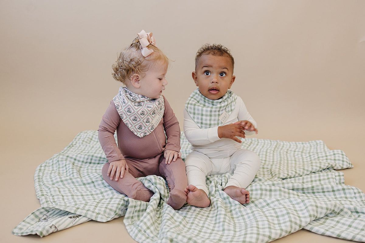 Green Gingham Classic Muslin Bib