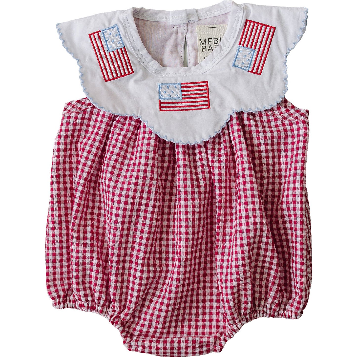 Gingham Flag Smocked Bubble Romper