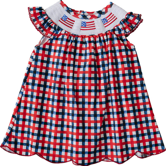 Flag Smocked Plaid Dress