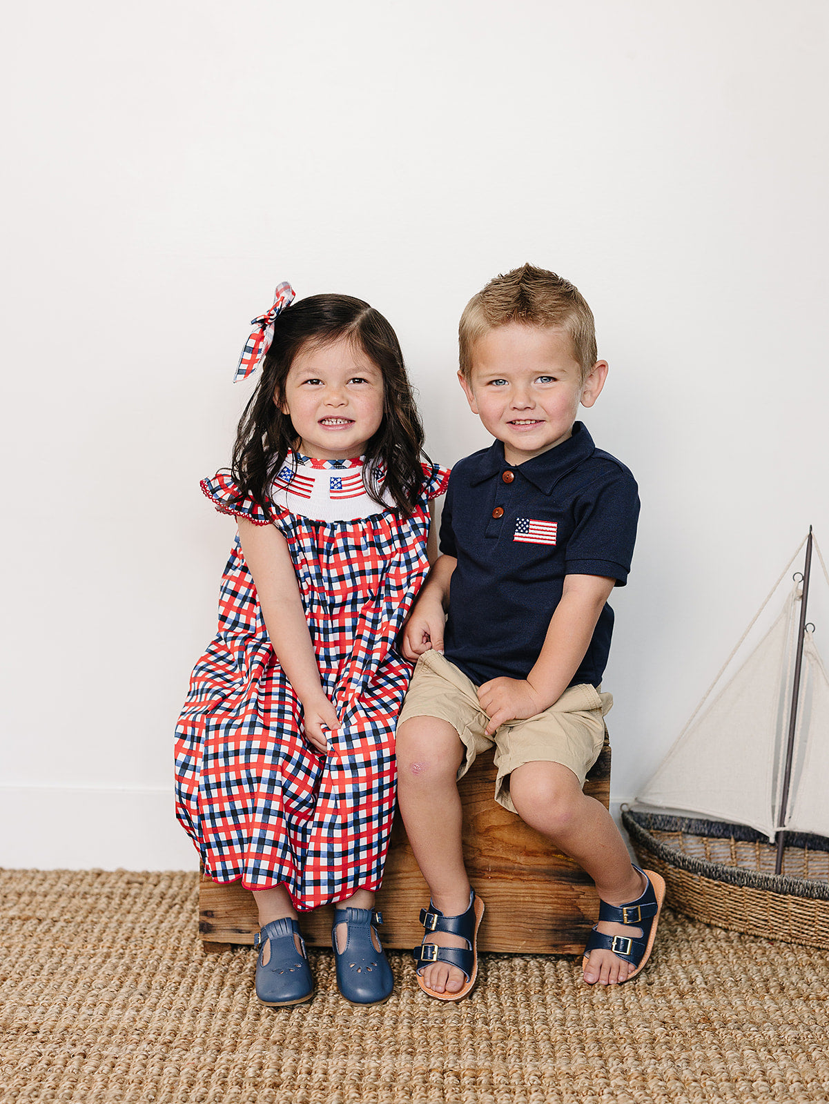 Flag Smocked Plaid Dress