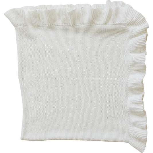 White Ruffle Knit Blanket