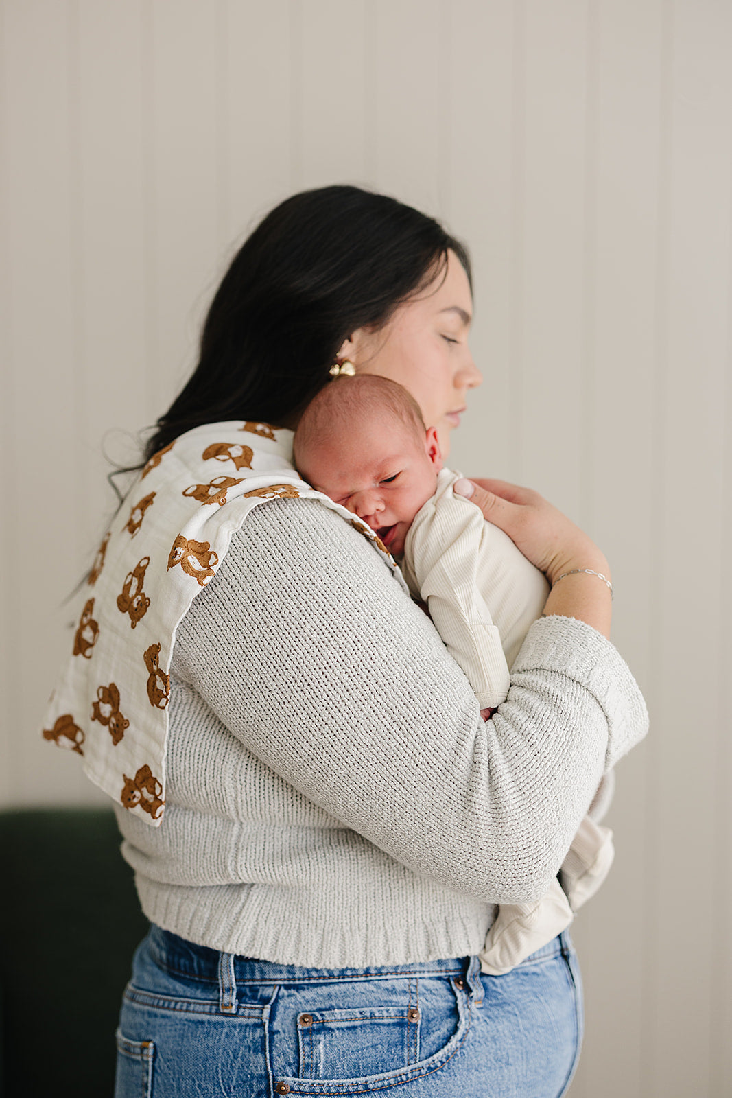 Teddy Bear Muslin Burp Cloth