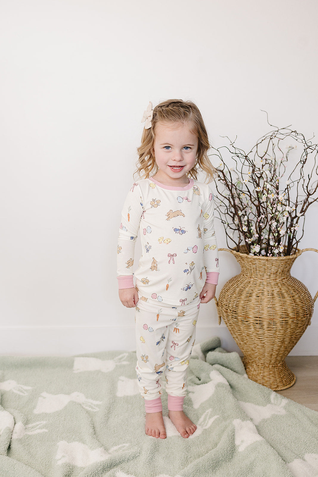Pink Bunny Ribbed Bamboo Cozy Set