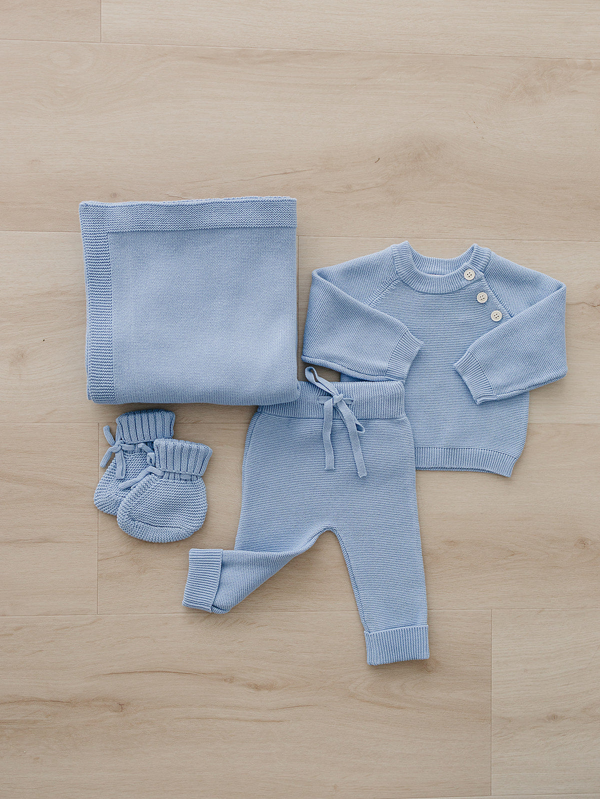 French Blue Knit Blanket