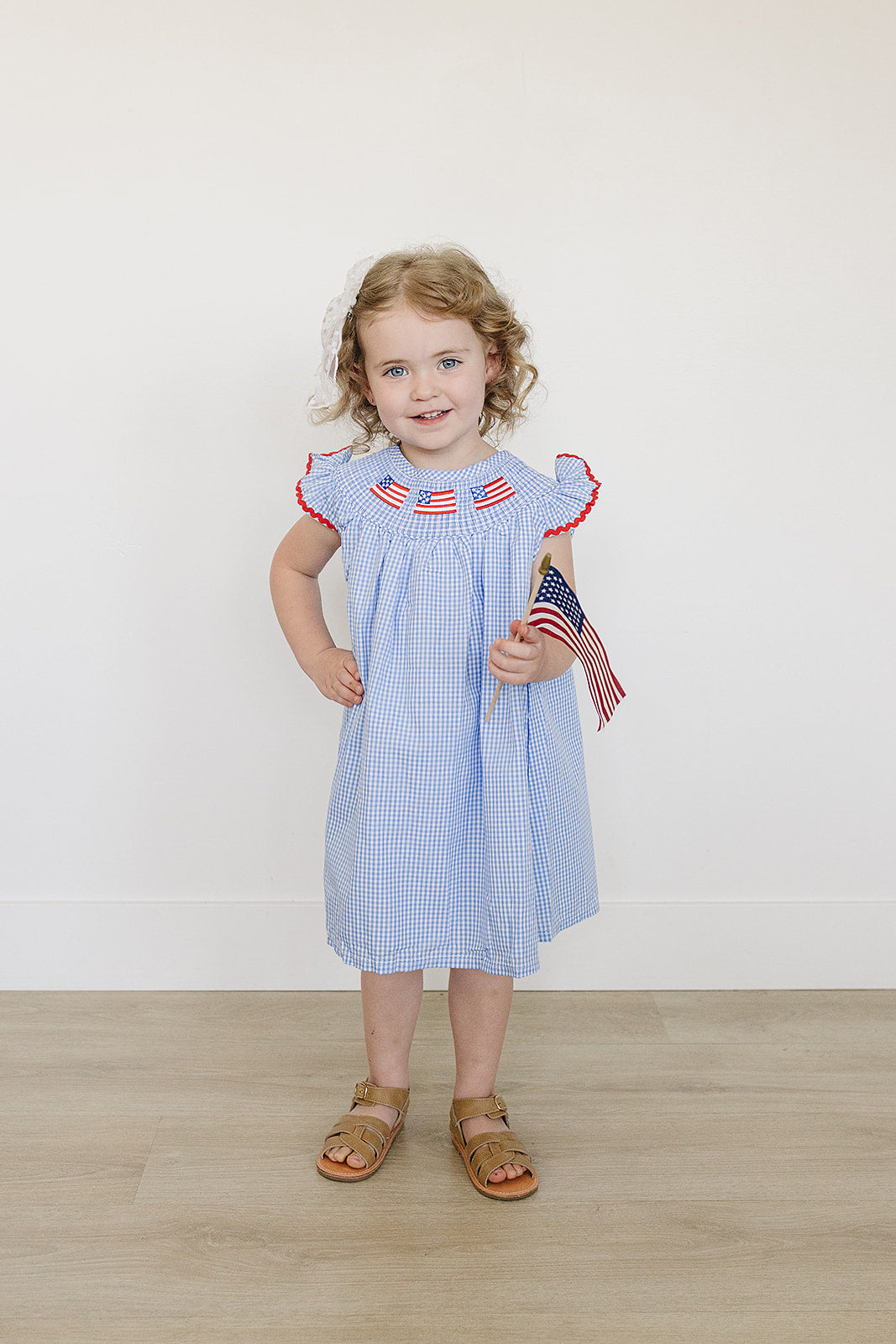 Flag Gingham Smocked Dress