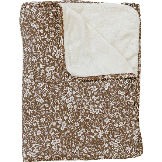 Brown Floral Bamboo Fleece Quilt