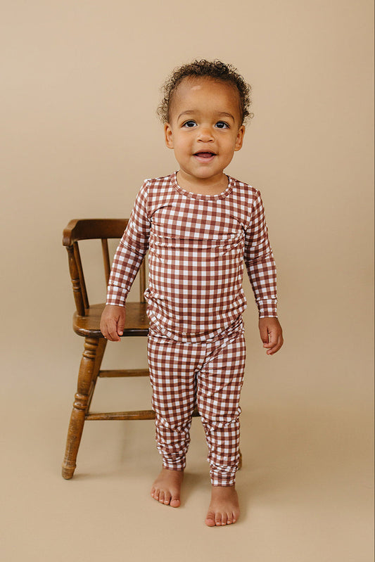 Bamboo Two Piece Set | Chocolate Gingham