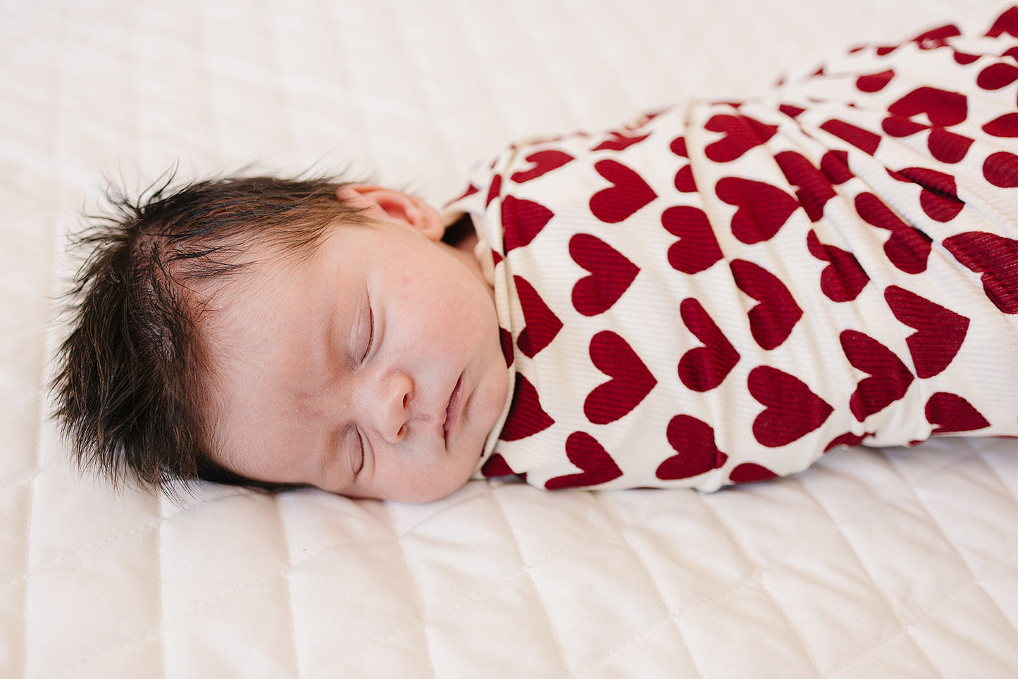 Hearts Ribbed Bamboo Stretch Swaddle