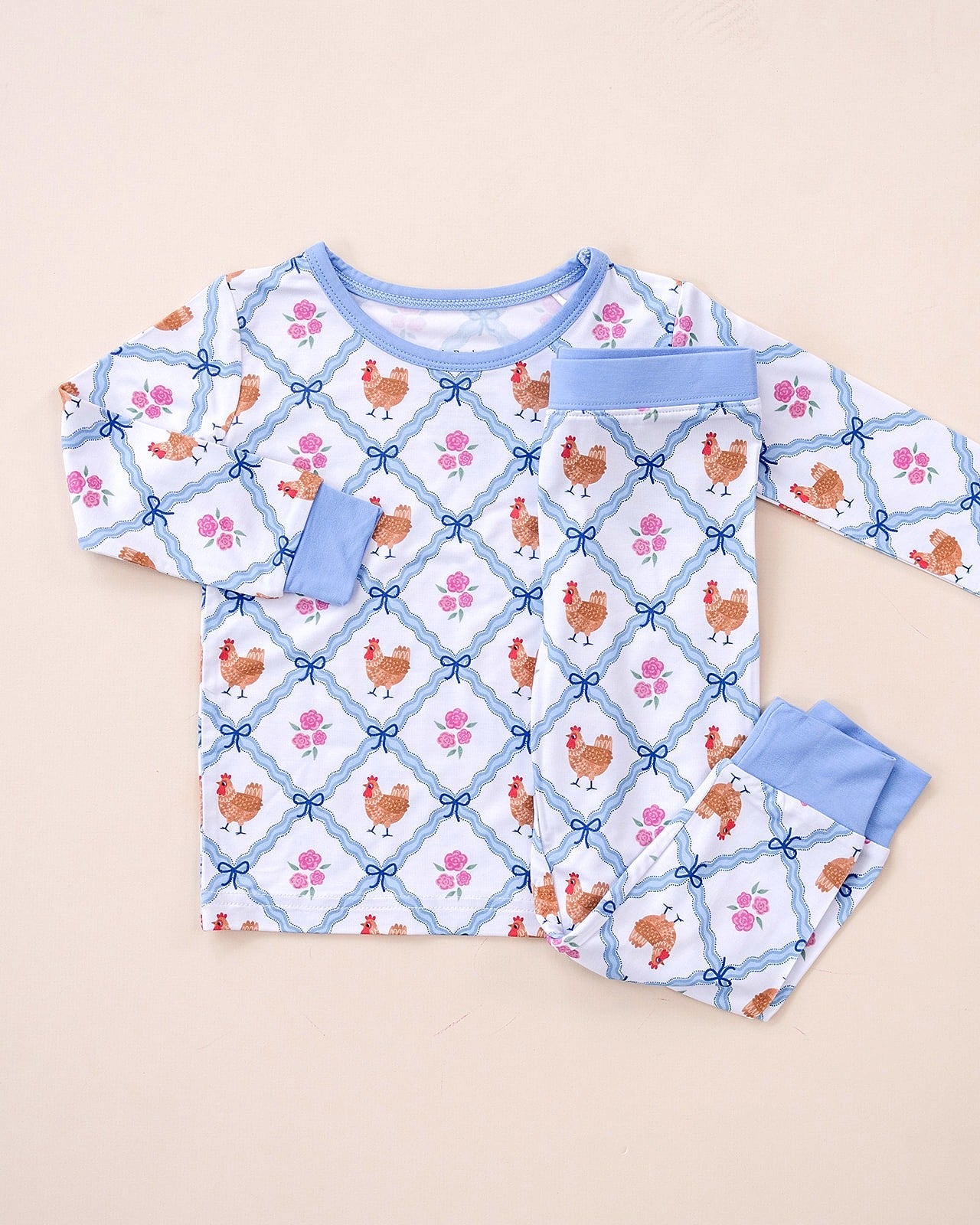 Bamboo Two Piece Set | Chickens & Flowers