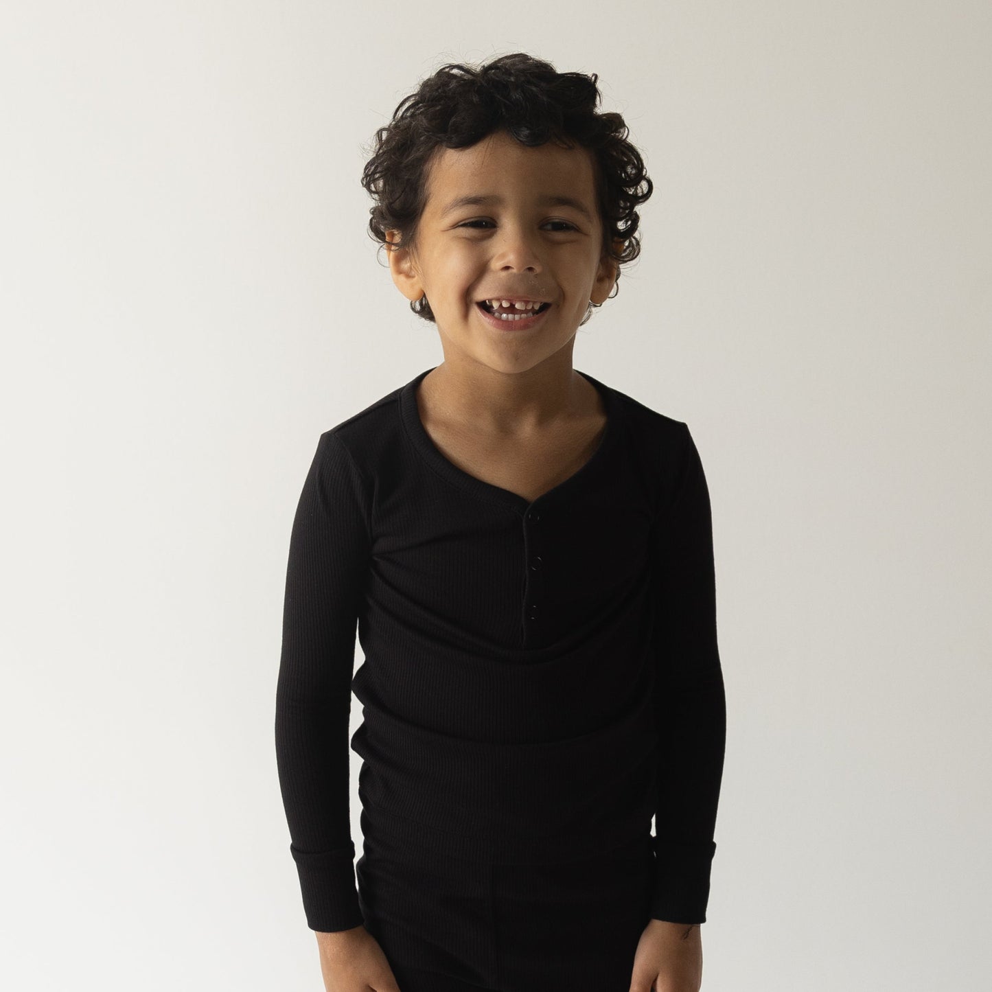 Bamboo Two Piece Pajamas | Ribbed Black