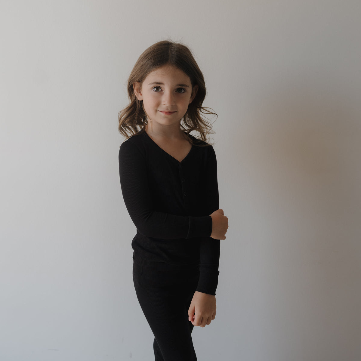 Bamboo Two Piece Pajamas | Ribbed Black