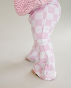 Checkered Flare Pants | Pink