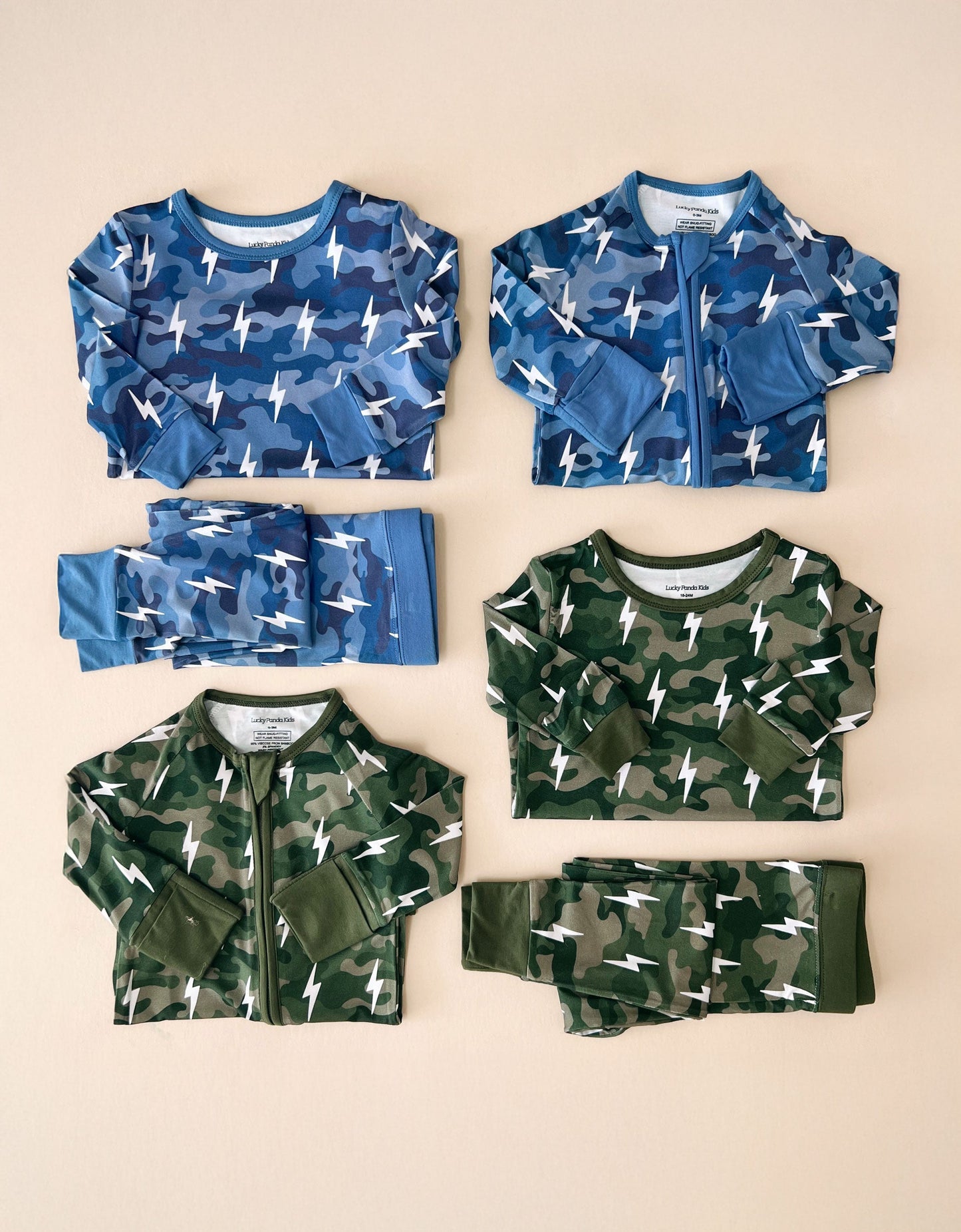 Bamboo Two Piece Set | Blue Camo Bolts