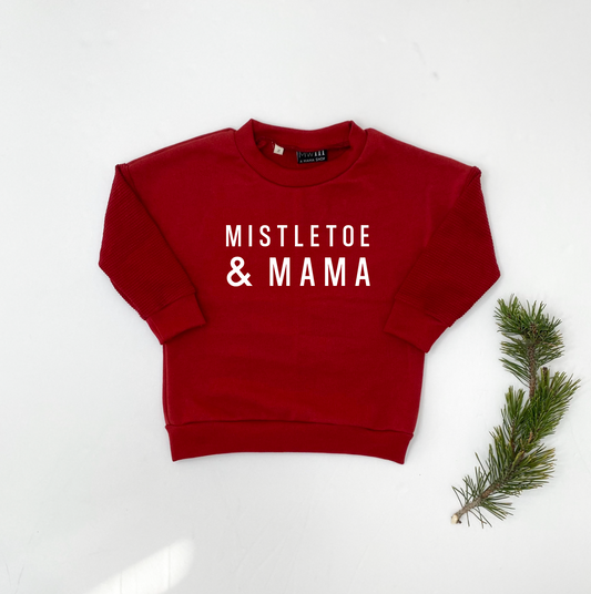Mistletoe & Mama Child Waffle Sleeve Sweatshirt