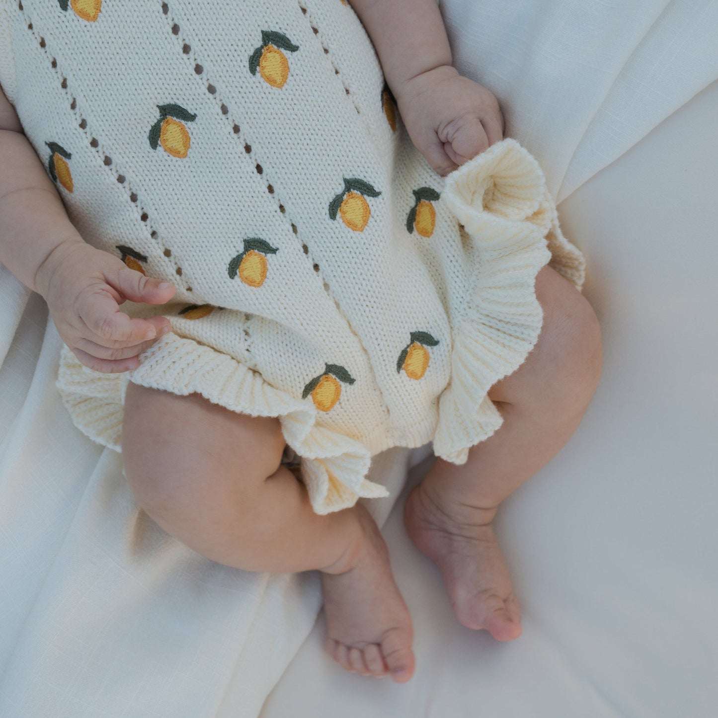 Knit Ruffle Romper | Lemon