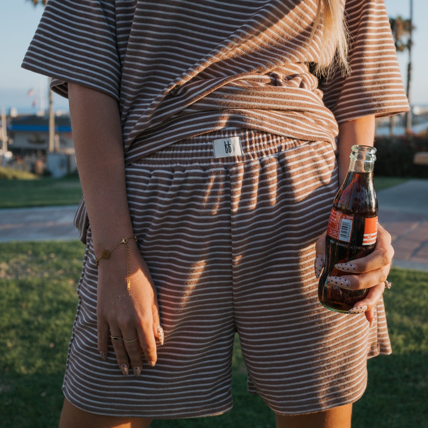 Women's Terry Short Set | Cola Stripe