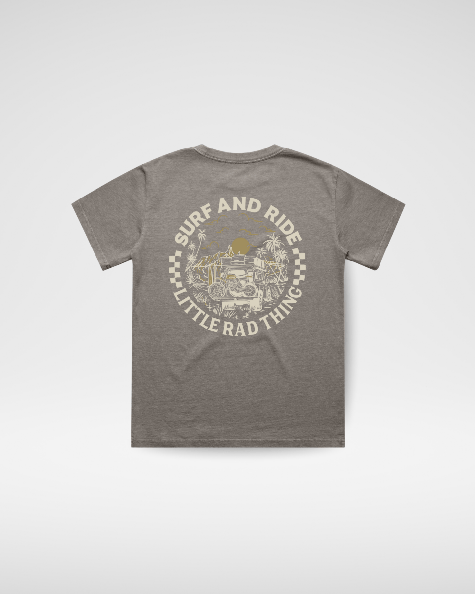 SURF N RIDE TEE - FADED GRAY