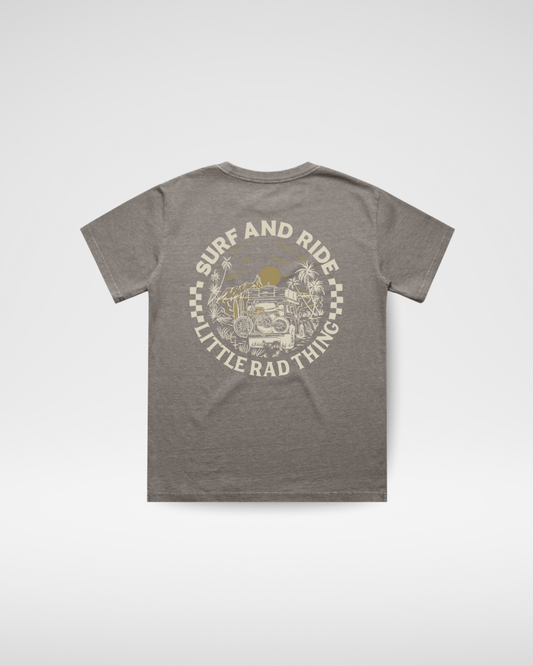SURF N RIDE TEE - FADED GRAY