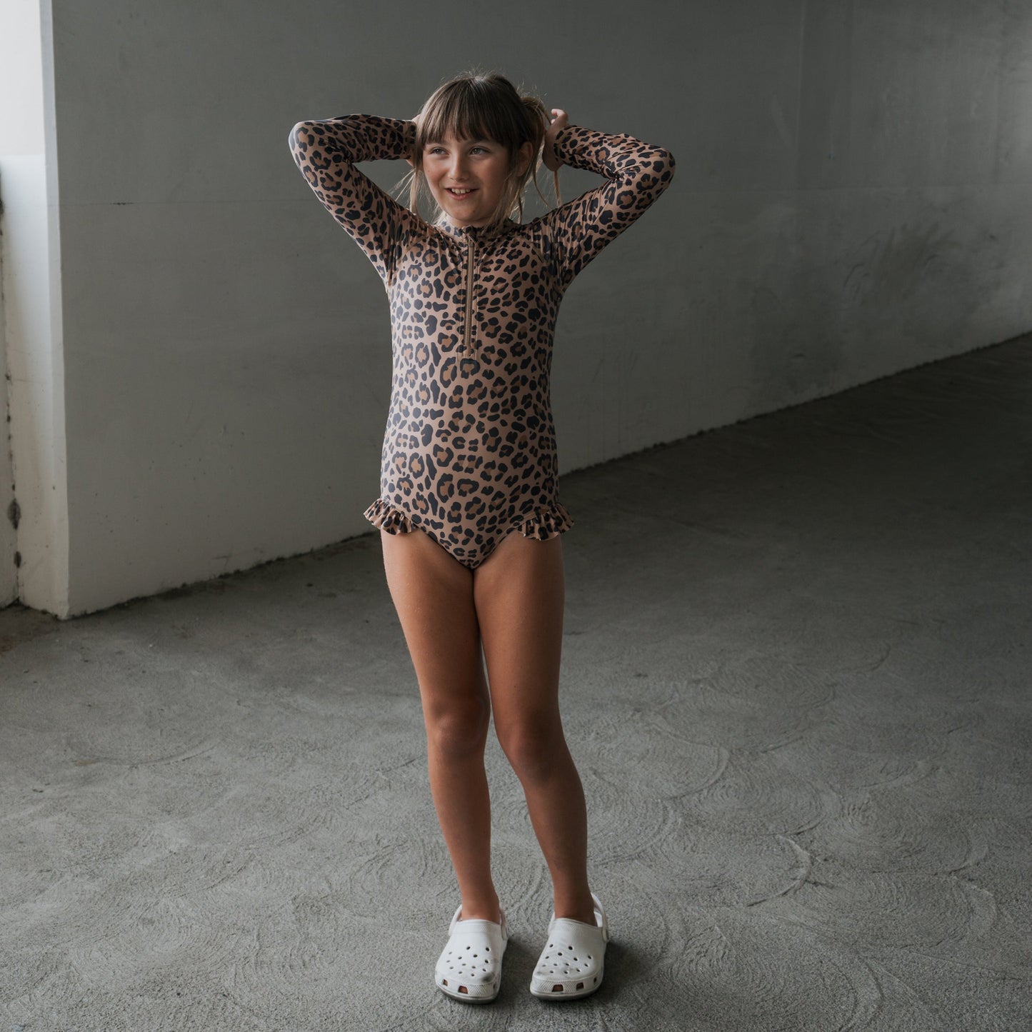 *PRE-ORDER* Girl's Long Sleeve Swimsuit | Leopard